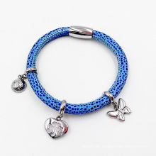 Hot Sell Stingrag Leather Bracelet with Custom Made Charms